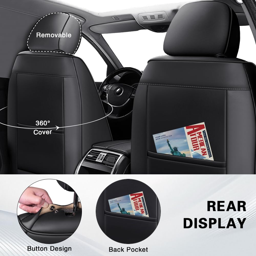 Fit for Toyota Corolla Seat Covers 2001-2026,Premium Leather, 360° Full Protection, Thick Padding & Memory Foam, Waterproof & Stain-Resistant Car Seat Cover Full Set (5 Seat,Black&Gray) Black&Gray -5 seat Toyota Corolla