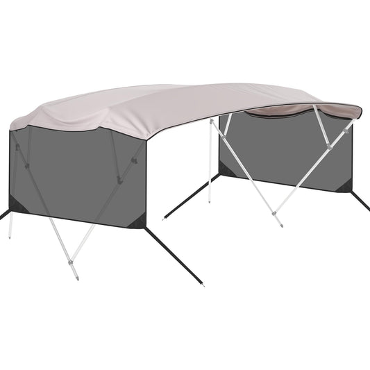 GarveeLife Universal 4 Bow Boat Bimini Top Replacement Canvas & Detachable Side Curtain with Storage Boot, 600D Marine Grade Sun Shade Boat Canopy Cover, No Frame, 8'L*91"-96" W, Grey Grey 4Bow 8'L*91"-96"W