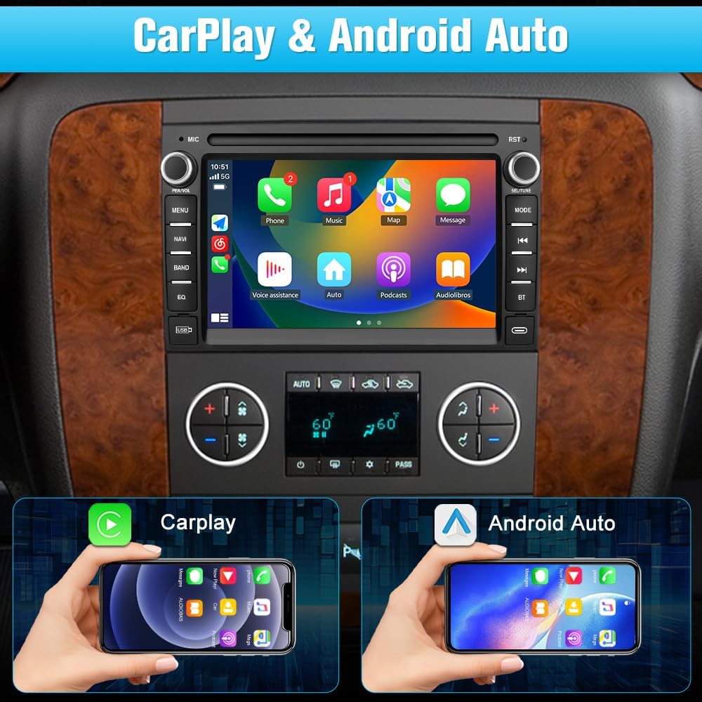 CarPlay and Android Auto Radio for GMC Sierra Yukon Chevy Silverado Tahoe