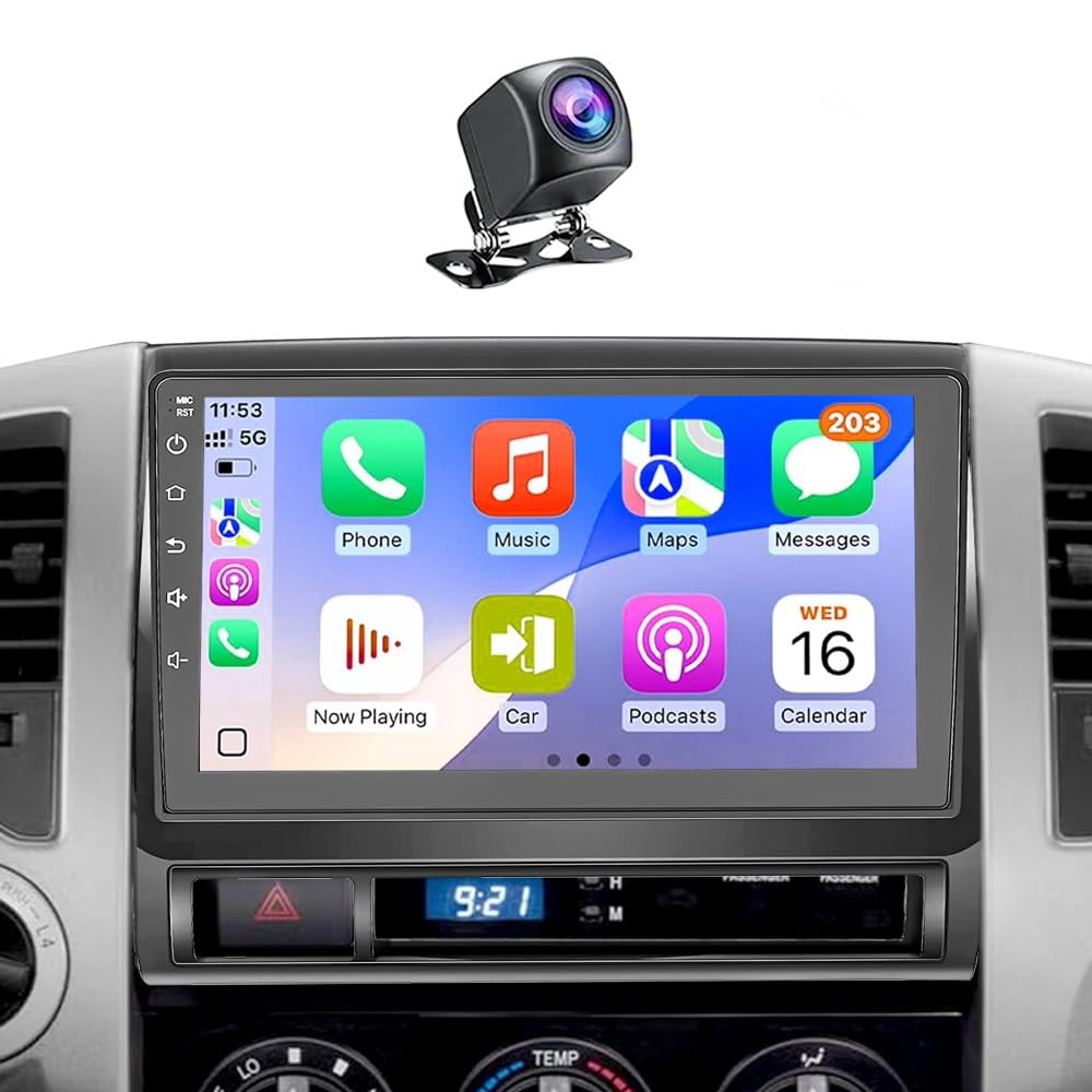 Plug and Play Design 9 Inch IPS Touch Screen Car Radio Stereo for Toyota Tacoma 2005-2015 with CarPlay Android Auto, Support SWC, Mirrorlink,AM/FM/RDS, Bluetooth5.2,DSP Free Backup Camera