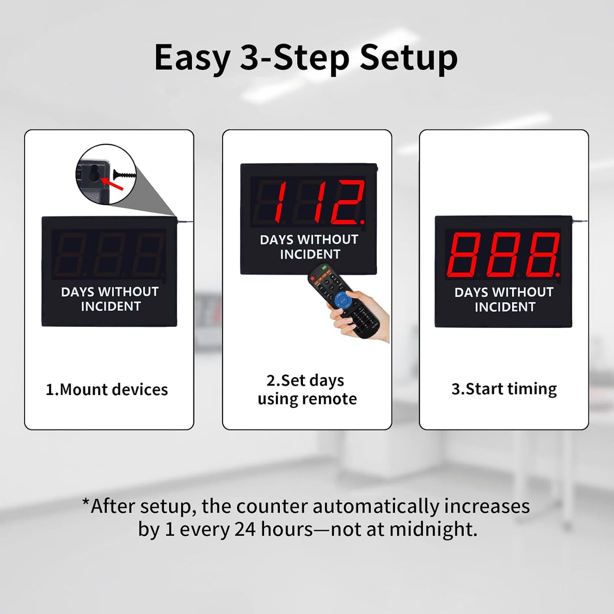 LED Digital Safety Scoreboard, Days Without Accident Counter