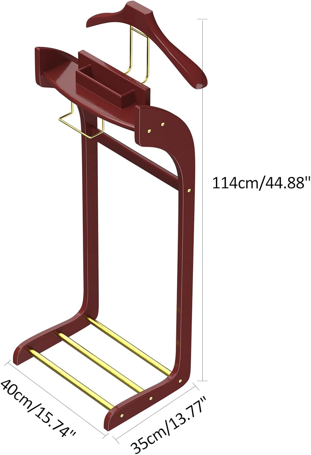 Clothes Valet Stand, Men and Women Floor Standing Clothes Valet, Suit Hanger Rack Solid Frame Crease-Free Suit Coat Stand Storage Wooden for Hallway