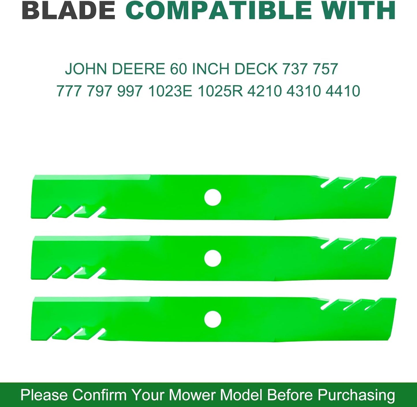 John Deere M128485 M131958 M144196 M163983 TCU15881 396-730 Mower Blades, Compatible with  60 inch Deck 737 757 777 797 997 1023E 1025R 4210 4310 4410(6pack) 6 pack