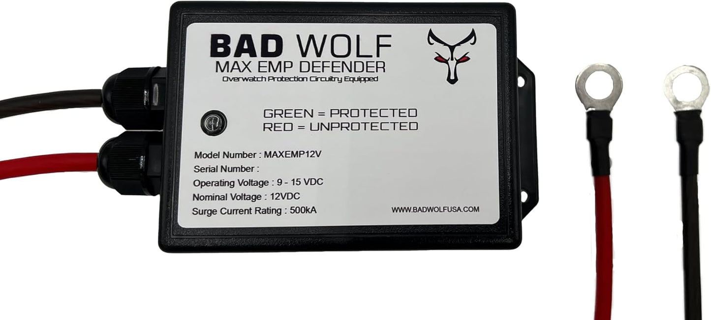 Max EMP Defender 12V DC Surge Protector 500kA Surge Rating Built using MOV, TVS and GDT technology. Exclusive Overwatch Protection Circuitry for