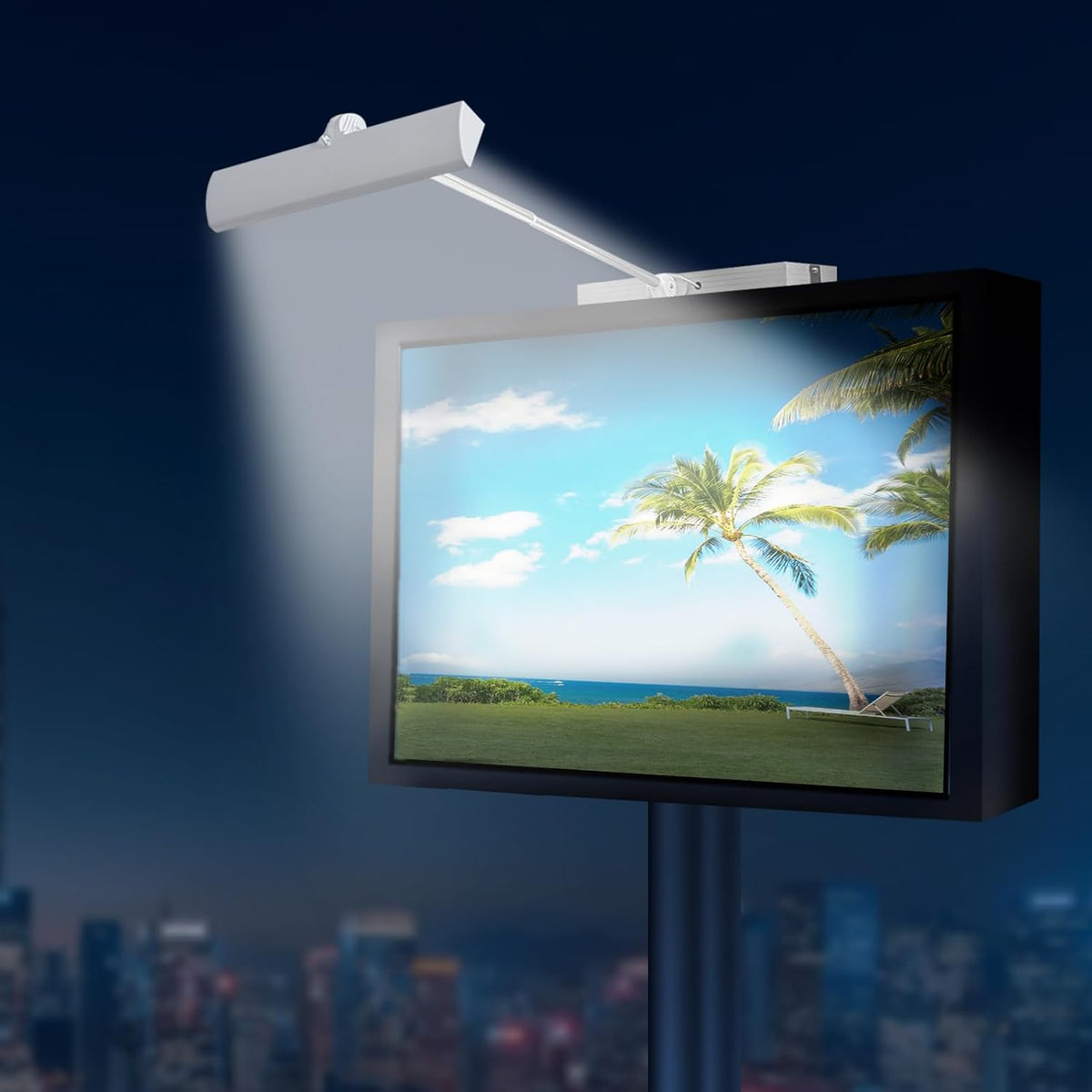 Solar Sign Light, Solar Sign Lights Outdoor Waterproof for Business, 2 Sided LED Light, Dusk to Dawn, Street & Yard Signs, Real Estate, Bus Stops, Highway & Hotel Signboard (White)