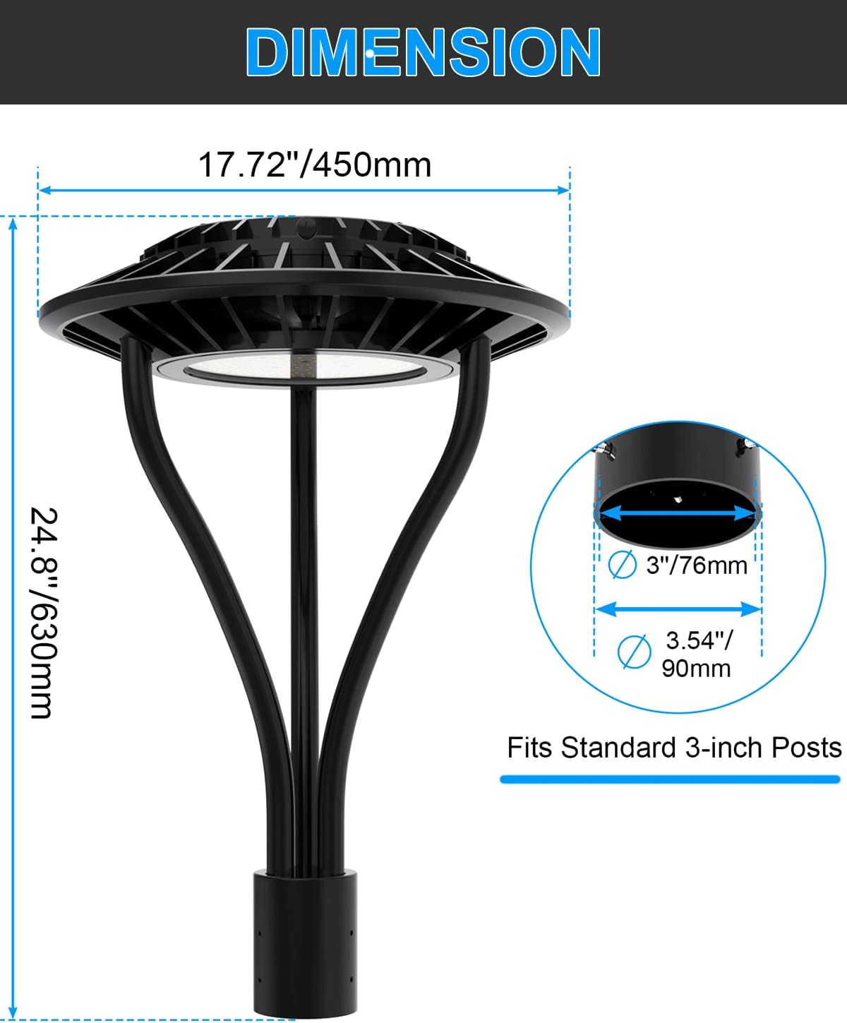 LED Post Top Light 80W 11200LM LED Post Lights Outdoor Lamp Post Light 5000K IP65 Waterproof LED Street Area Lighting Dusk to Dawn Pole Light for