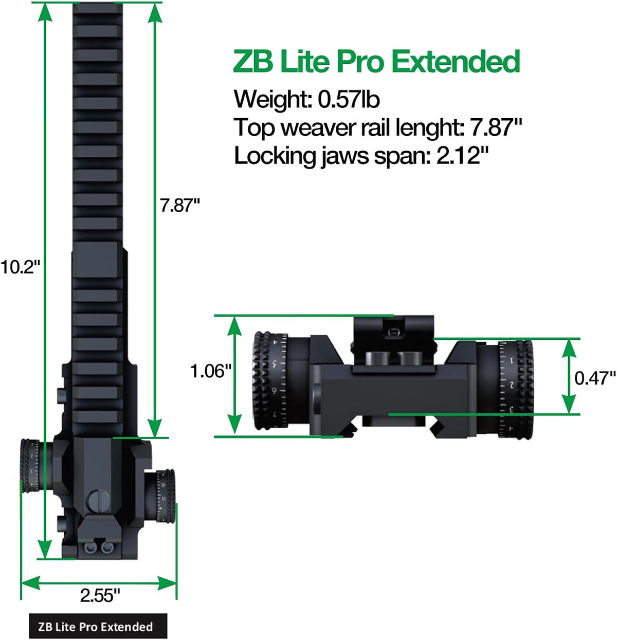 Extended Picatinny Rail Riser Adjustable Elevation and Windage