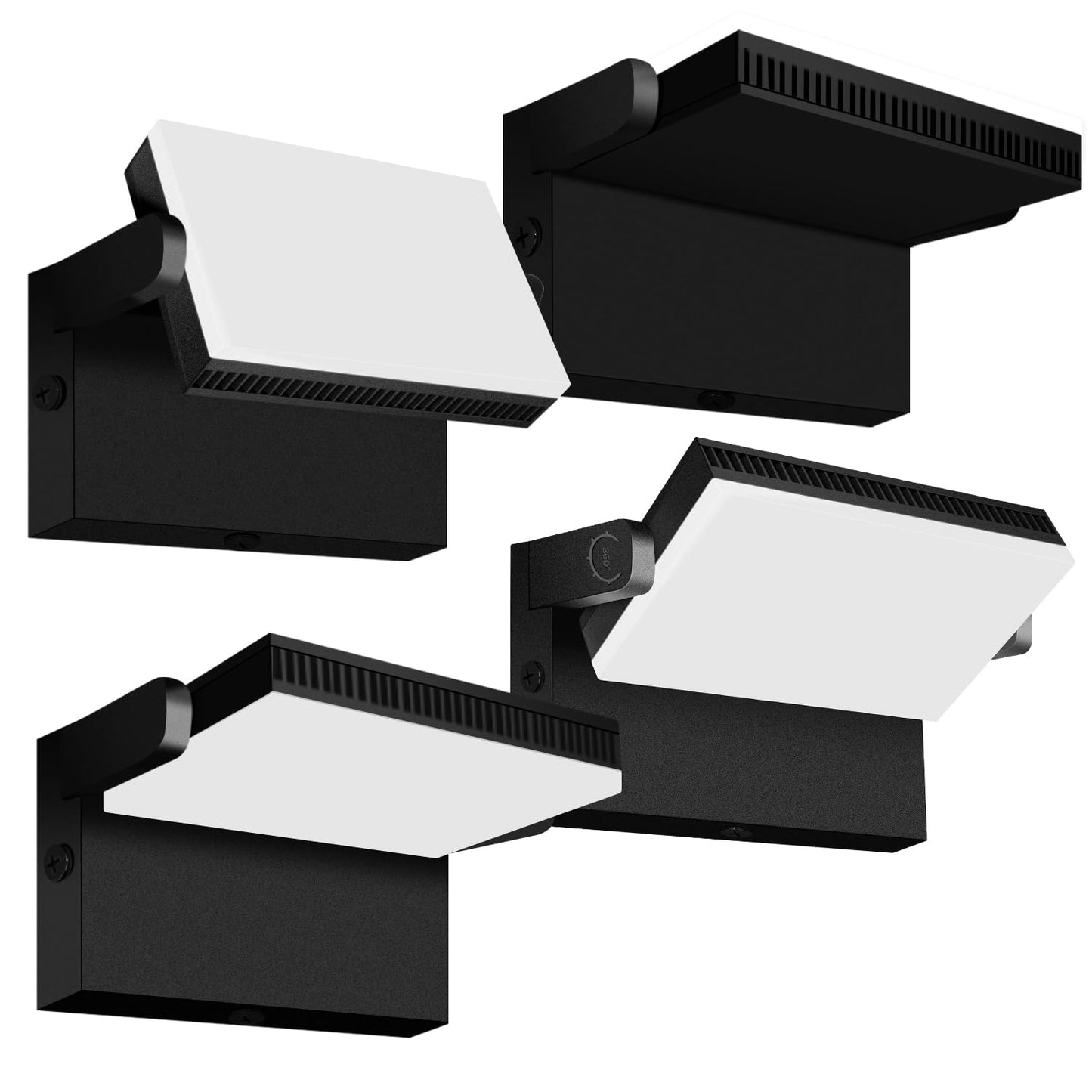 ledmo LED 150W Wall Pack Light Outdoor Switch Control Freely Rotating LED Wall Mount Light 5000K Waterproof Black Modern Flood Security Lighting Fixture for Warehouse Shop Barn Building，4 Pack 150W-4Pack