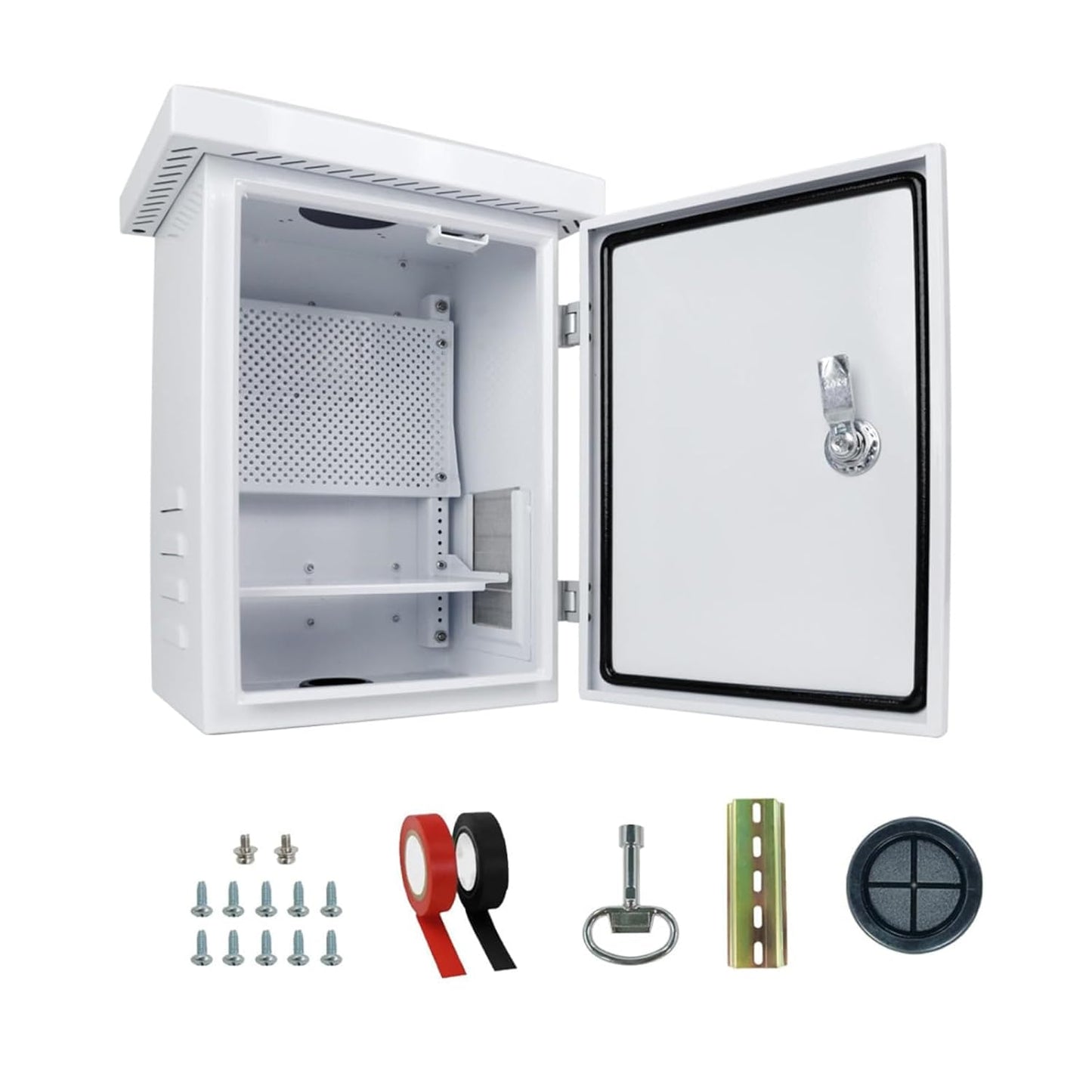 Outdoor Electrical Equipment Enclosure Box - 19.7x15.7x11.8&#34; Outdoor Network Weatherproof Exterior Box Ventilated Enclosure hinged Outdoor