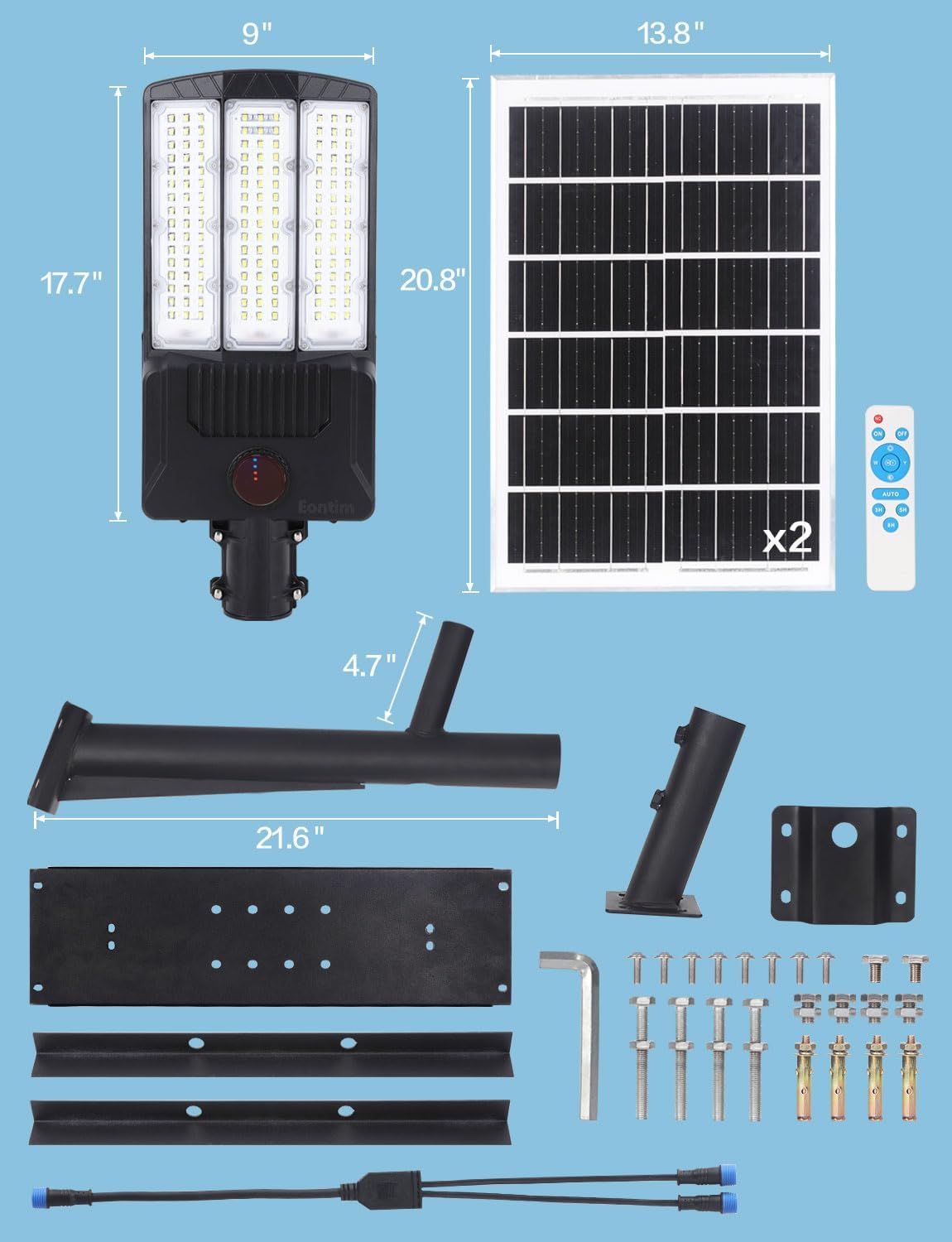 Solar Street Lights Outdoor, 5000W 48000LM Commercial Solar Parking Lot Lights with Remote Control, LED Street Light Solar Powered, Waterproof, Dusk