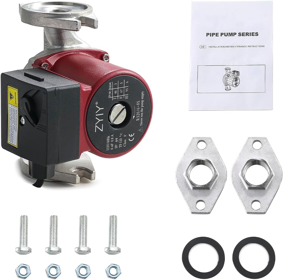 1" Stainless Steel Flange Connection 115V Hot Water Pressure Booster Pump,93W, 3-Speed Switchable Circulation/Circulator Pump Recirculating Pump, for Solar Water Heater/Floor heating/Boiler,Red