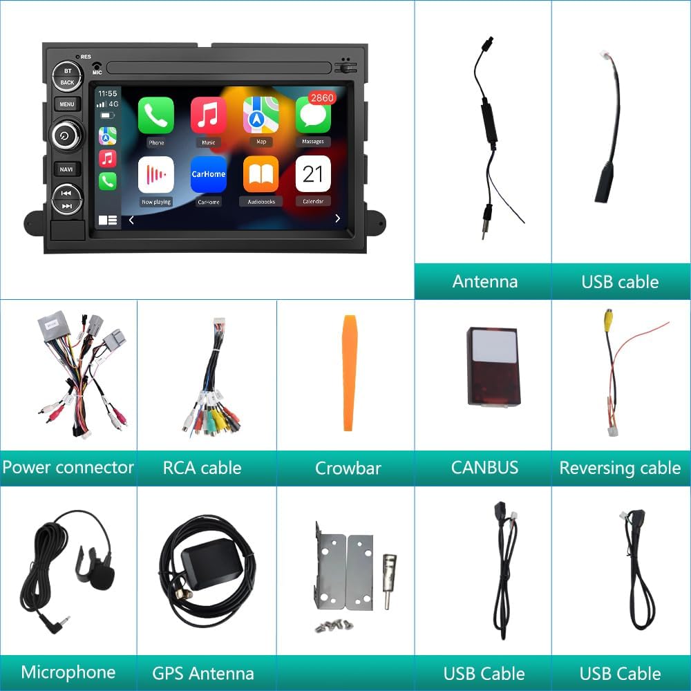 Car Radio Stereo for Ford F150 F250 F350 Fusion Edge Explorer Taurus Freestar, 7 Inch Touch Screen Head Unit