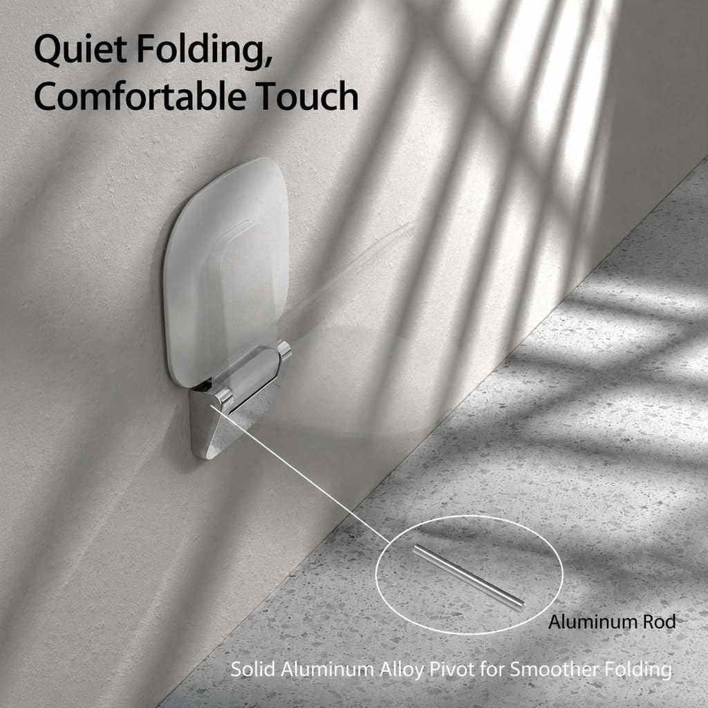 Wall Mounted Folding Shower Seat, 400lb Fold Down Bench White