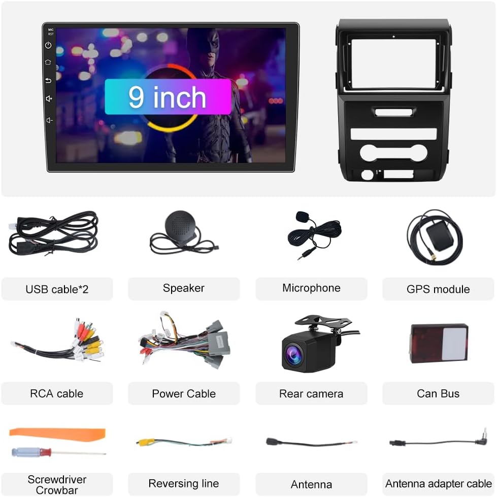 Car Radio Stereo [2G+32G ] for Ford F150 F-150 2009-2012, 9 inch Touch Screen Android 13 Head Unit with B/U cam