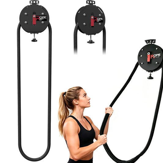 Endless Rope Trainer for Home Gym, Pulley Cable Machine System with Adjustable Resistance, Portable Ropes Pull System with 14 FT Closed-Loop Nylon Rope,Home Gym Workout Equipment for Strength Training Black and red Circular