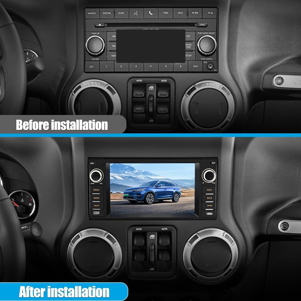 [2GB+32GB] for Dodge Ram 1500 2009-2012 Jeep Wrangler Compass Patriot Chrysler, Android Car Stereo with Carplay 7 Inch Touch Screen Radio Replacement