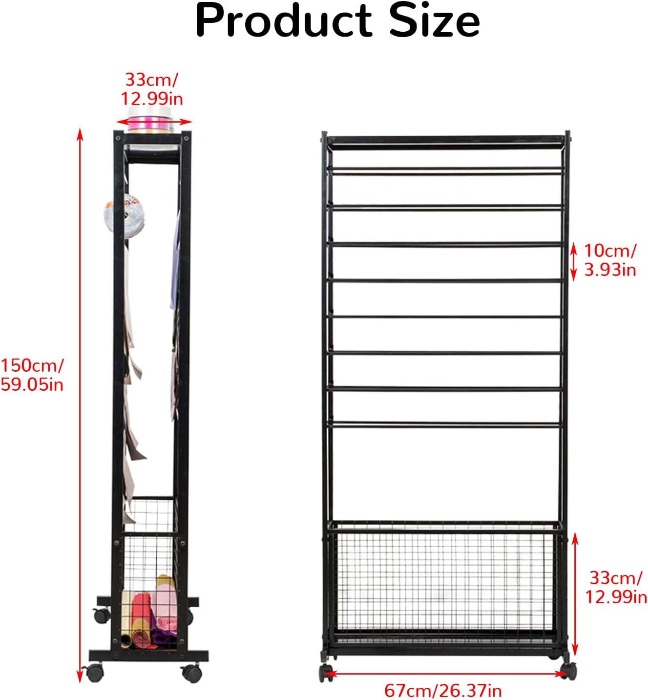 Double-Sided 16-Layer Ribbon Holder Organizer Rack,Ribbon Holder,Ribbon Storage,Metal Large Capacity Ribbon