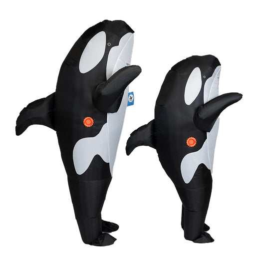 Inflatable Killer Whale Costume Air Blow up Orca Jumpsuit Fancy Dress Funny Suit for Adults Cosplay Party Halloween 2-Pack