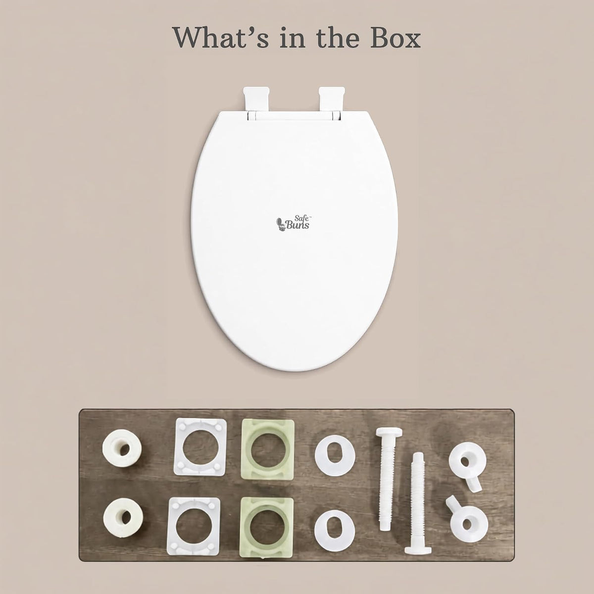 Safe Buns Patented Dual Lock Rims Elongated/Oval Toilet Seat