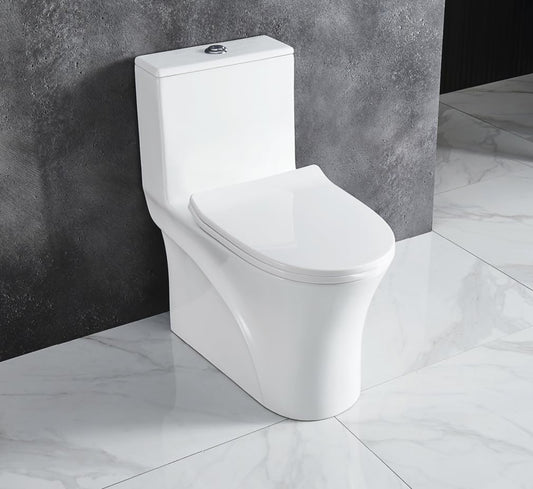 Compacted Elongated Toilet for Bathroom Dual Flush Small Toilets for Bathroom Sewage Powerful & Quiet Modern Toilet for Bathroom