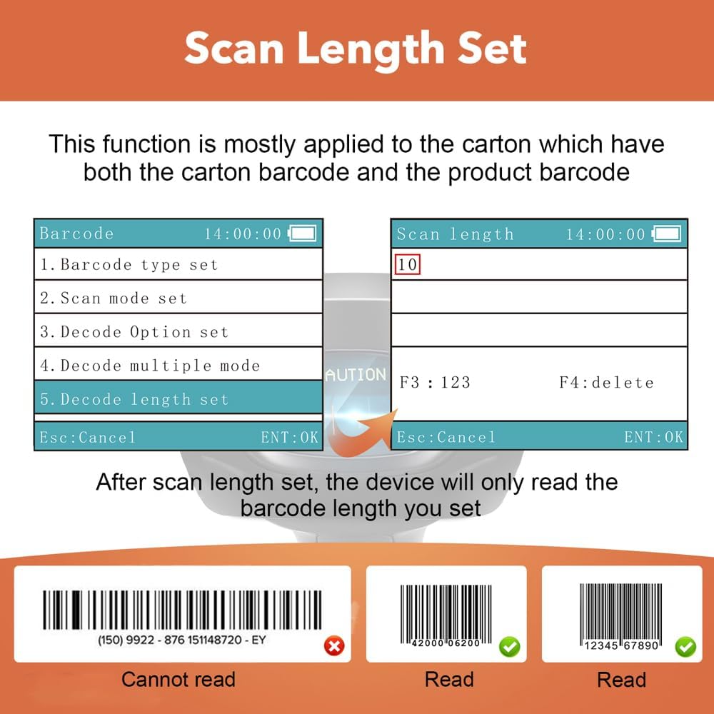 Inventory Scanner Wireless 2D Barcode Scanner Portable Barcode Reader 1D 2D PDF Data Collector Handheld Barcode Scanner with 2.2 inch LCD Screen