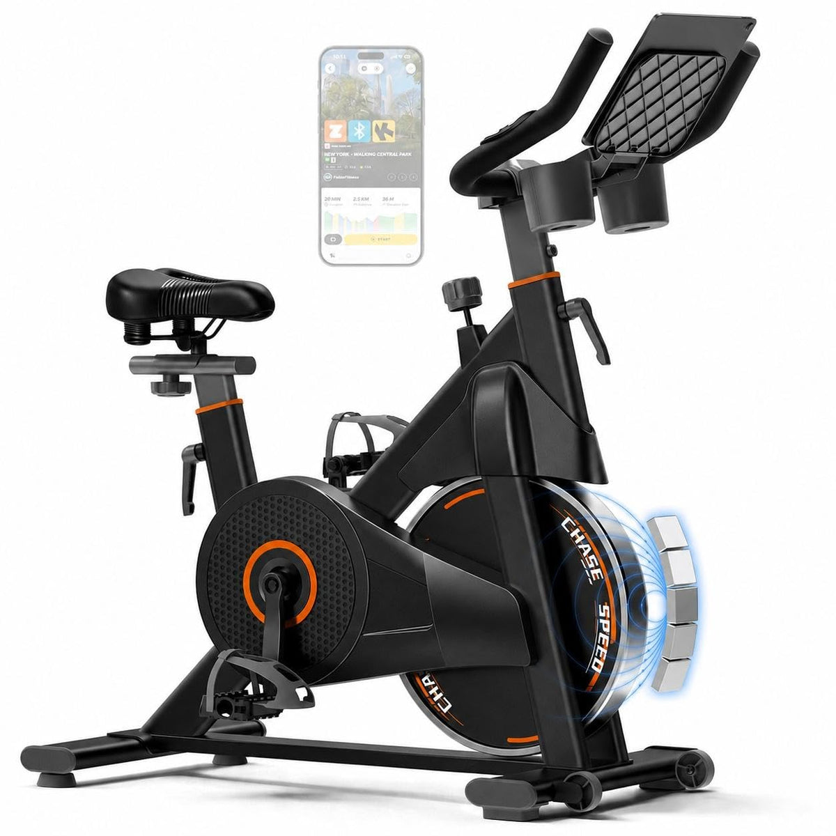 CURSOR FITNESS Magnetic Exercise Bike,Workout bike for home with 0-100 Adjustable Resistance & App Connectivity
