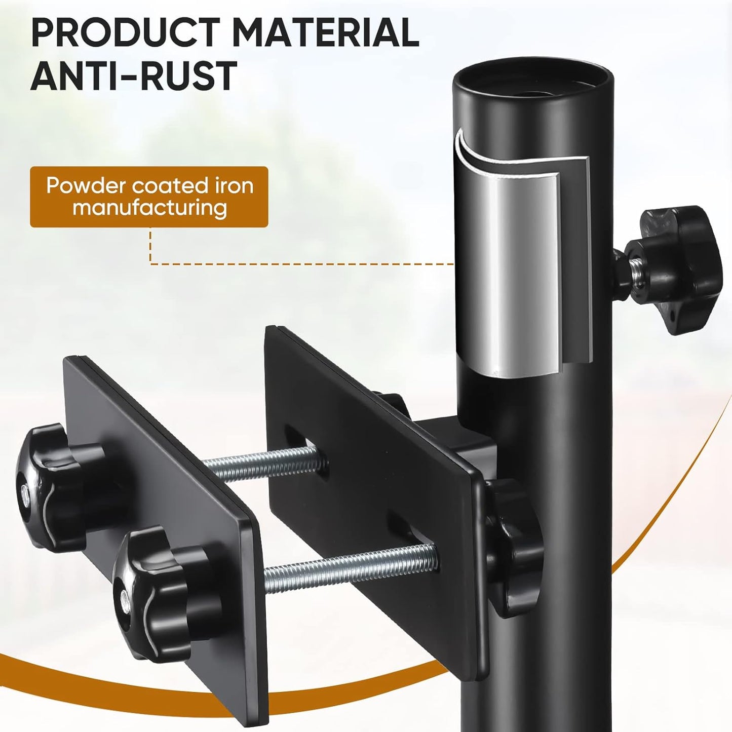 ZZM Patio Umbrella Holder Deck Umbrella Mount, Adjustable Umbrella Bracket Outdoor Attaches to Railing and Flag Pole Fixed Bracket Maximizing Patio