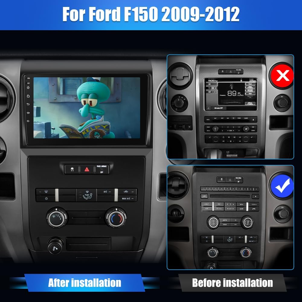 Car Radio Stereo for Ford F150 F-150 2009 2010 2011 2012, 9 inch Touch Screen Android 12