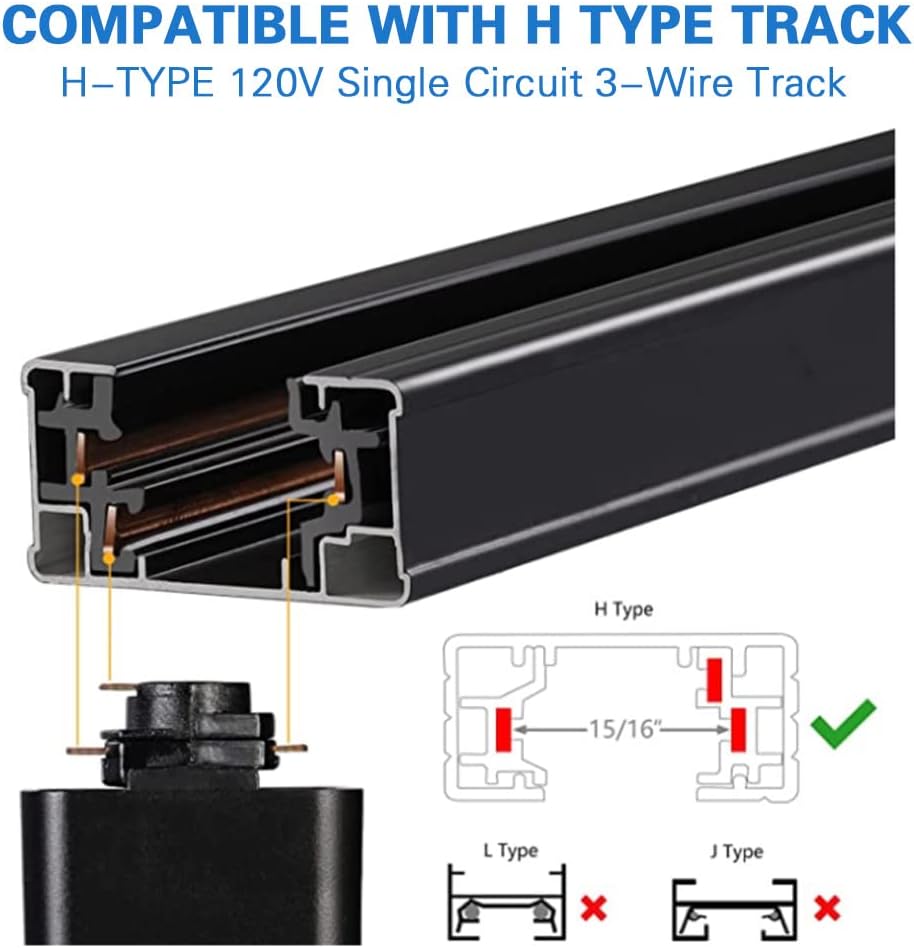 10W H Track Light Heads,Dimmable LED Track Light Fixtures for Accent Retail Artwork, Linear Track Light H Type -4000K Daylight 120V 24 Angle Halo