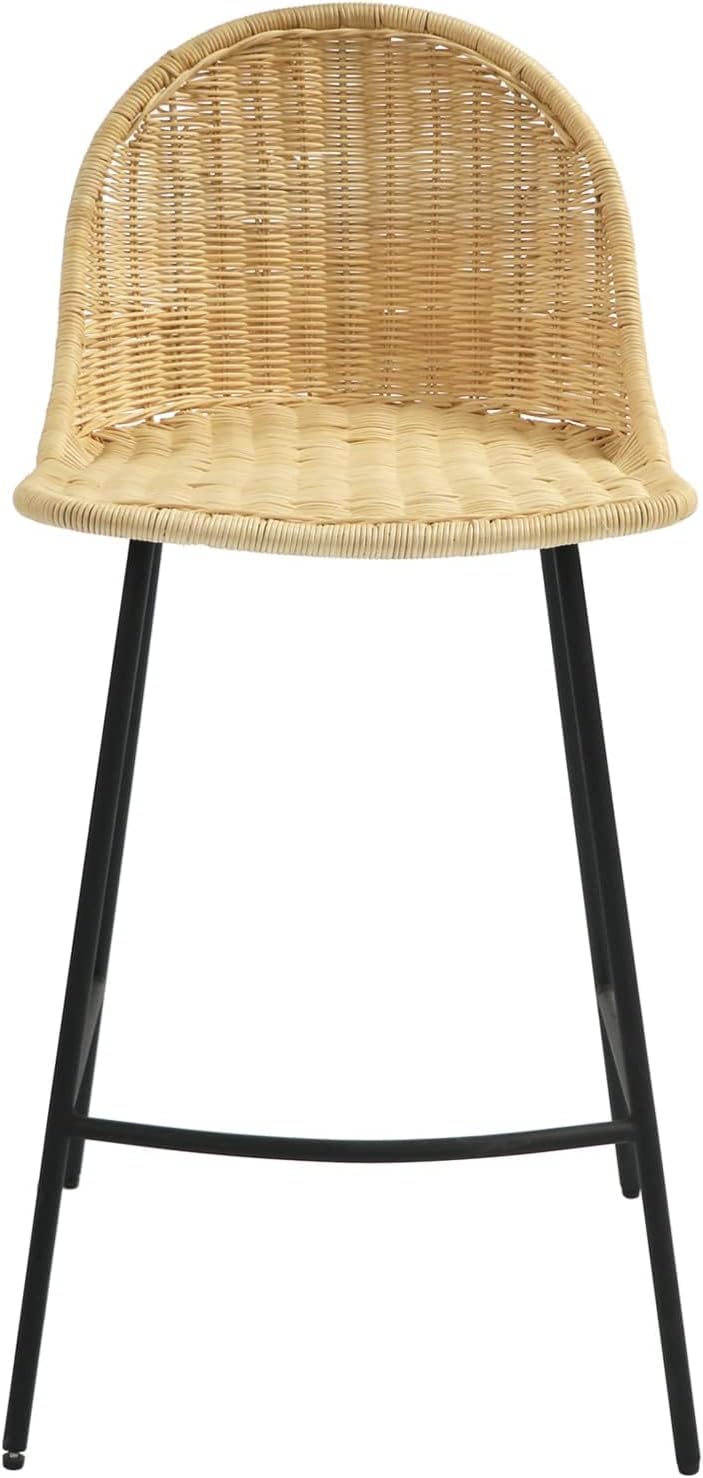 Niccae 2 Rural Style Bar Chairs, Made of Pure Hand Woven Rattan Chairs, Very Suitable for Kitchen Counters, Restaurants, and Coffee Bars Using Rattan