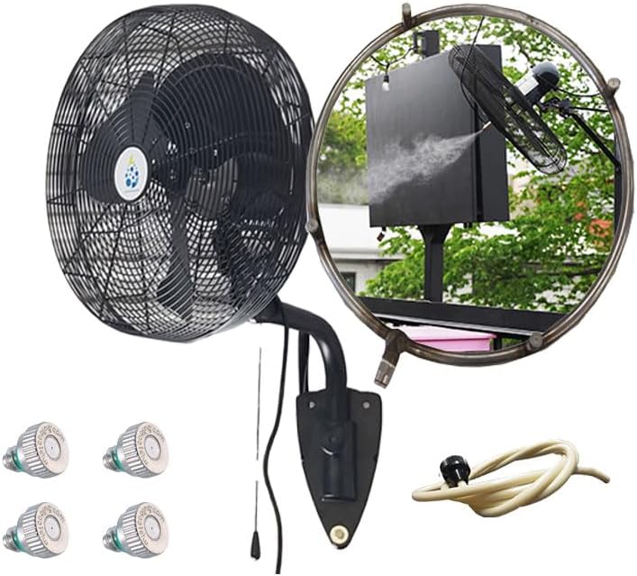 Outdoor Fan - Wall Mount Fan - Misting Fan | Patio Misting, Restaurant Patio misting, Warehouse Cooling | Oscillating Fan - Stainless Steel Misting