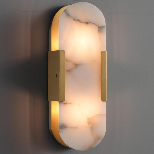 RINGRAIN Brass Wall Sconces, Natural Alabaster Wall Light Fixtures,Gold Vanity Light Fixtures for Bathroom, Bedside Wall Lamp Perfect for