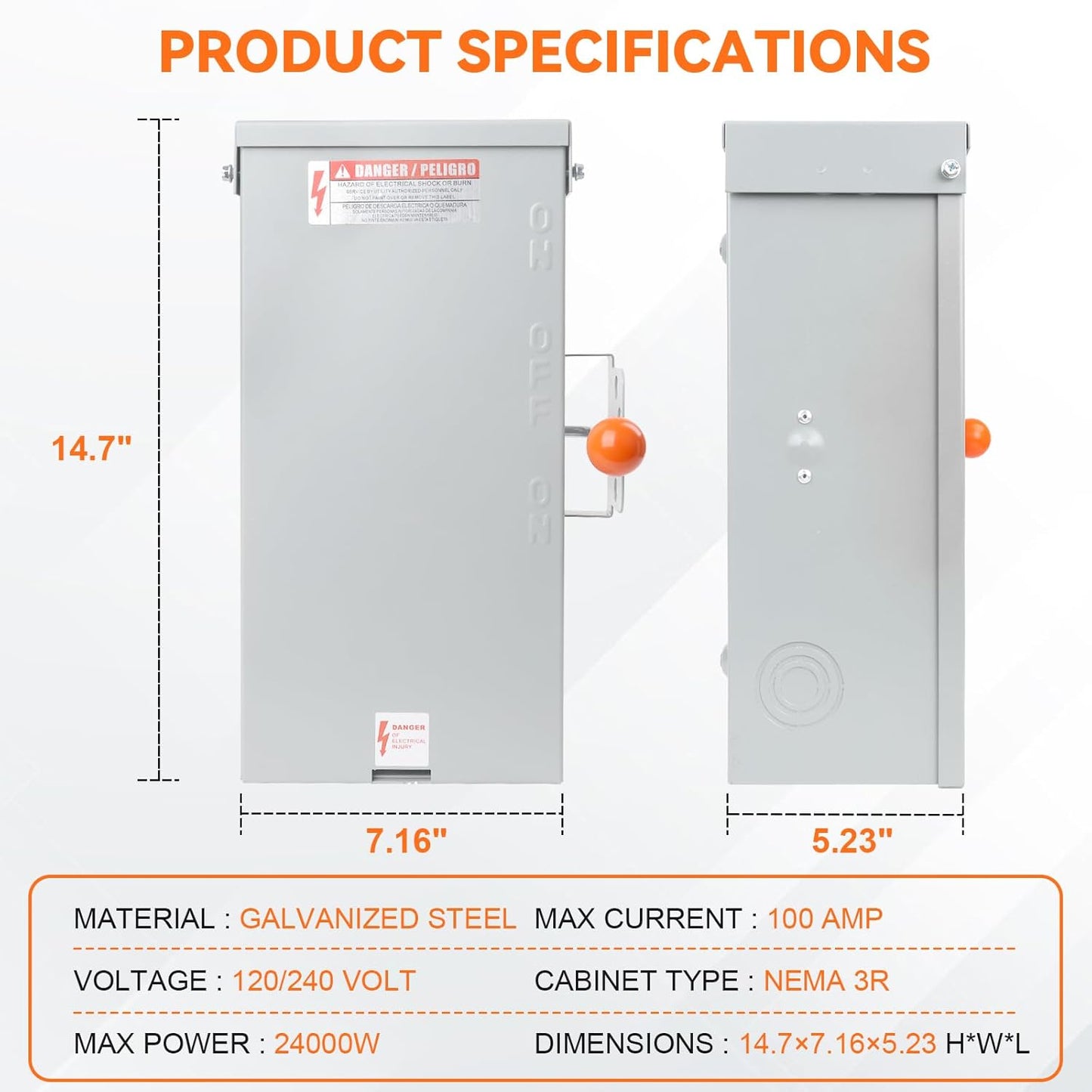 100A Generator Transfer Switch,24000W General-Duty Double-Throw Safety Switch,120/240-Volt Transfer Switch,Stronger Sta