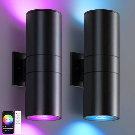 KIZON Smart Porch Lights RGBCW Outdoor Wall Lights, ETL Listed, 2 Pack