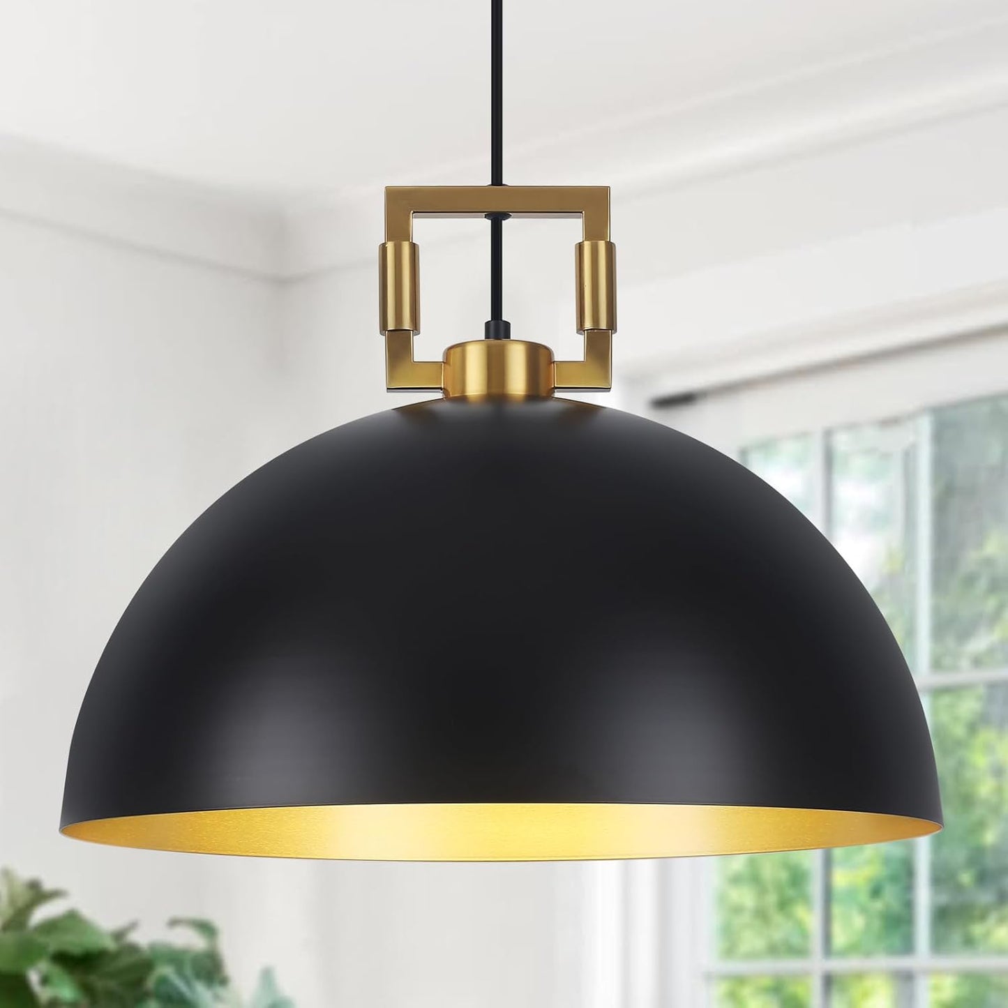 Black Dome Pendant Lights Kitchen Island, 17.7&#34; Modern Pendant Light Fixtures, Industrial Large Pendant Light, Farmhouse Hanging Pendant Lighting