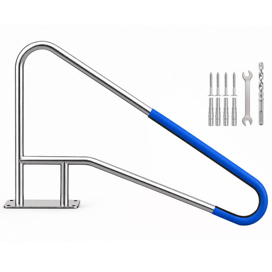 Pool Handrail, 55" x 32" Pool Railings for Inground Pools, 314 Stainless Steel Swimming Pool Handrail with Non-Slip Grip Cover, Heavy Duty Pool Handrails Support 500 lbs