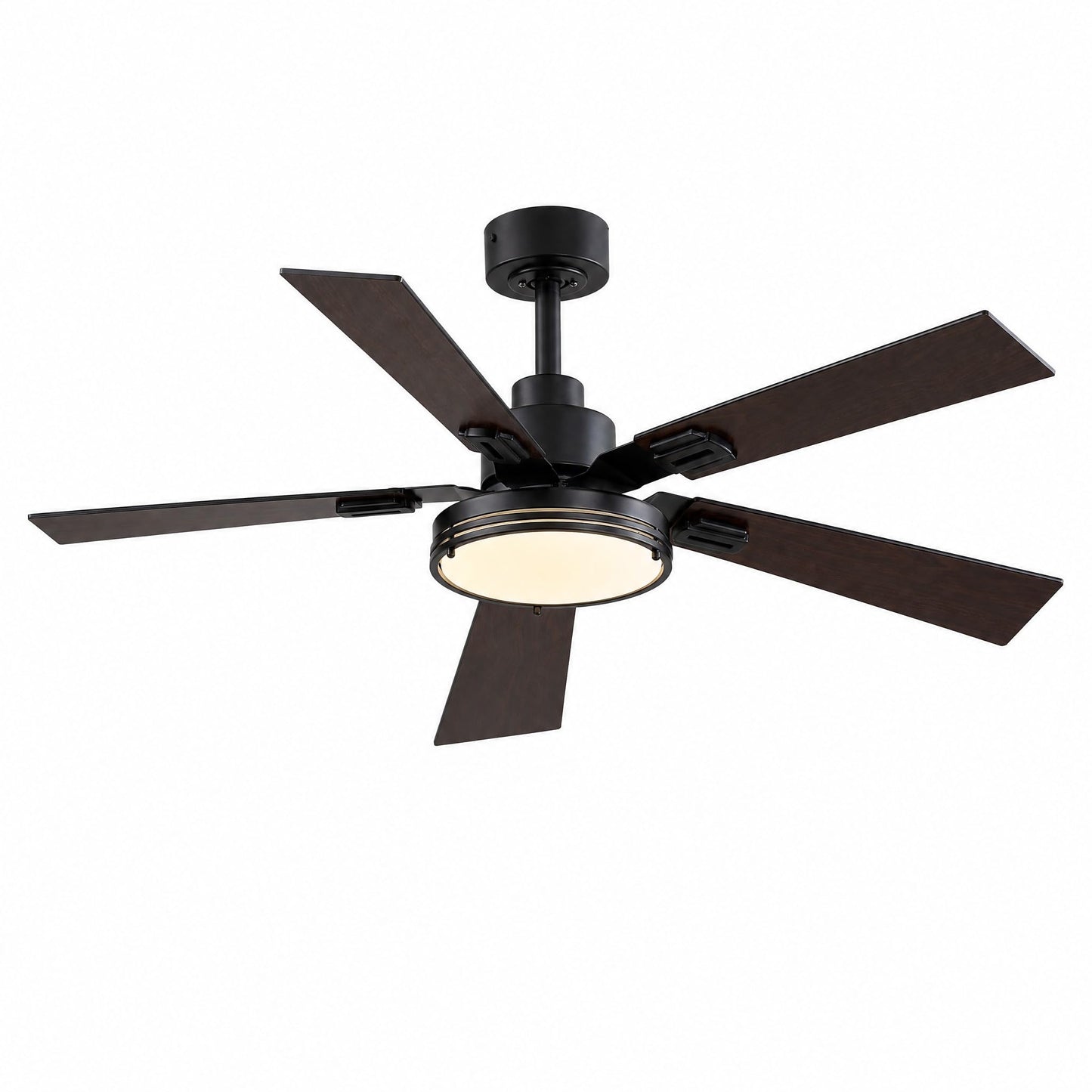 52" Ceiling Fan with Light, Farmhouse DC Motor Ceiling Fan with Remote & APP Control, 6-Speed Reversible, 3CCT Dimmable LED, 5 Walnut Blades for Living Room Bedroom 1