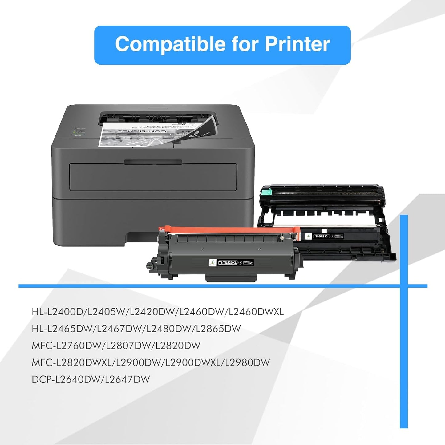 TN830XL TN830 Toner Cartridges DR830 Drum Unit Compatible for Brother TN 830XL 830 DR 830 DR-830 Drum Unit for HL-L2460DW DCP-L2640DW MFC-L2820DW HL-L2405W HL-L2480DW HL-L2400D Printer(3 Pack)