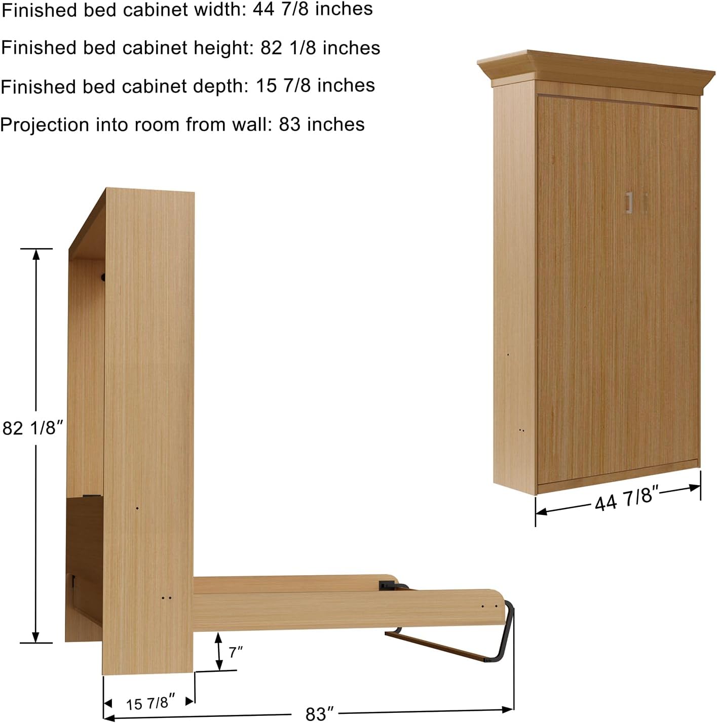 ROOMTEC Twin Murphy Bed Hardware Kit,Vertical,Alloy Steel, Black