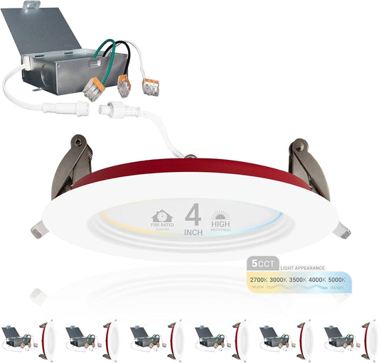 NUWATT 4 Inch 2 Hour FIRE Rated Baffle LED Recessed Lighting, 27K/30K/35K/40K/50K 5CT Selectable, Dimmable, 900LM, IC Ra