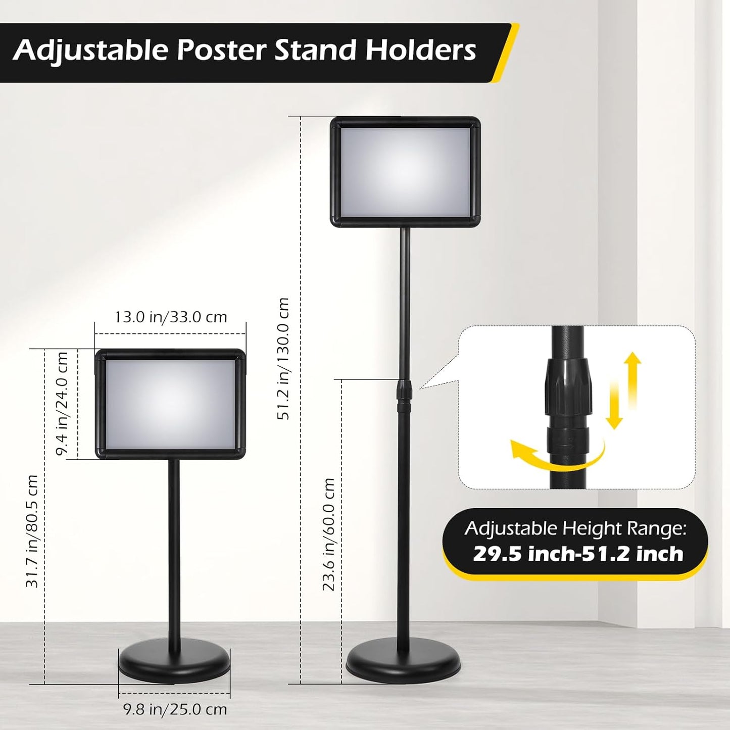 Dyna-Living Adjustable Sign Holder 8 Packs Standing Sign Stands for Display 8.5 x 11 Inch Poster Holder Stand with Heavy Duty Base for Floor Sign