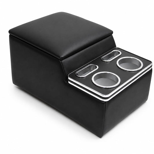 Bench Seat Center Console for Trucks, Cup and Phone Holders, Black