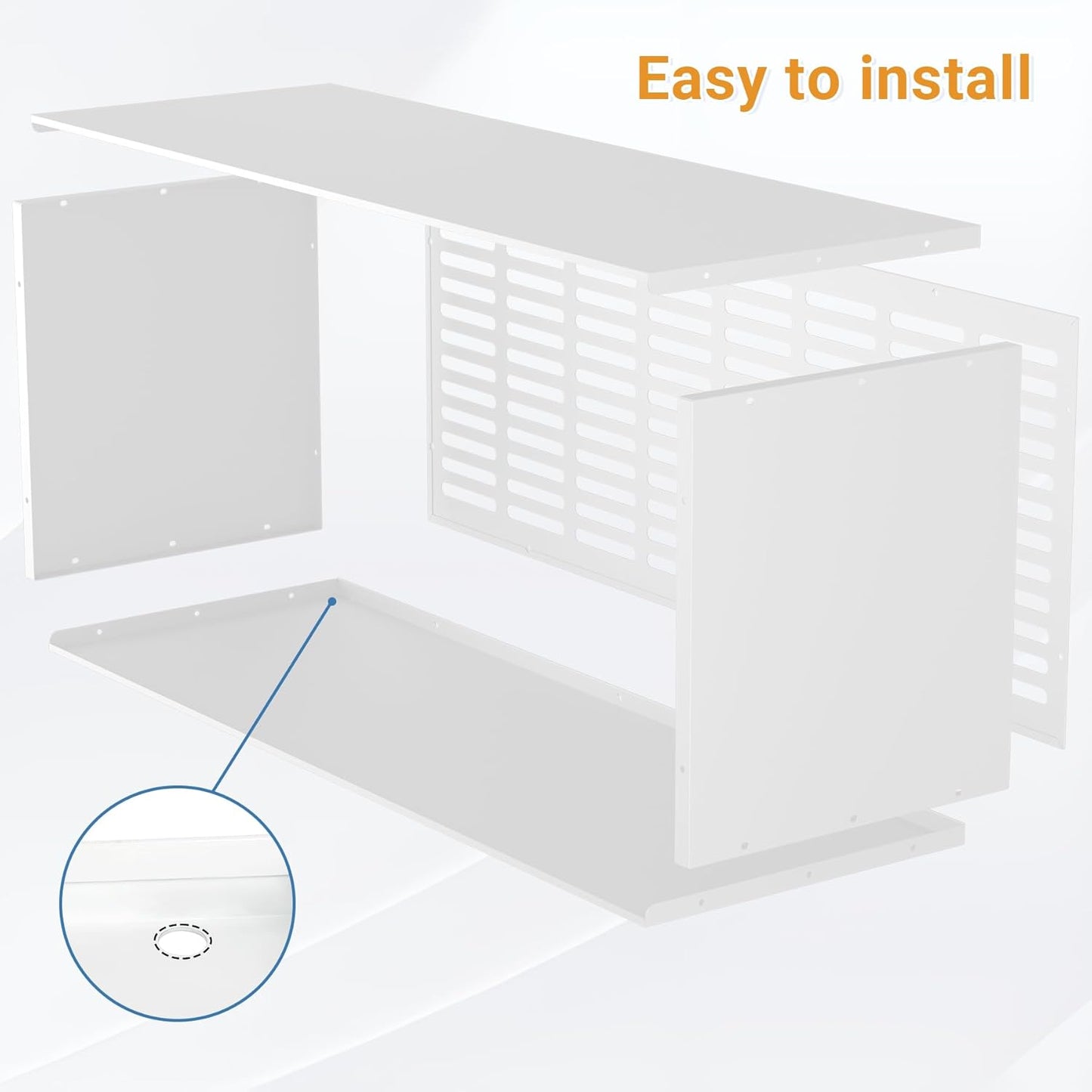 PTAC Wall Sleeve 42.5"L x 16.6"W x 15"H, Laser-Cut 96 Air Vents, Exterior Grille & Weatherproof Drain Hole, Sturdy Metal Wall Sleeve for Most PTAC & PTHP Units, White