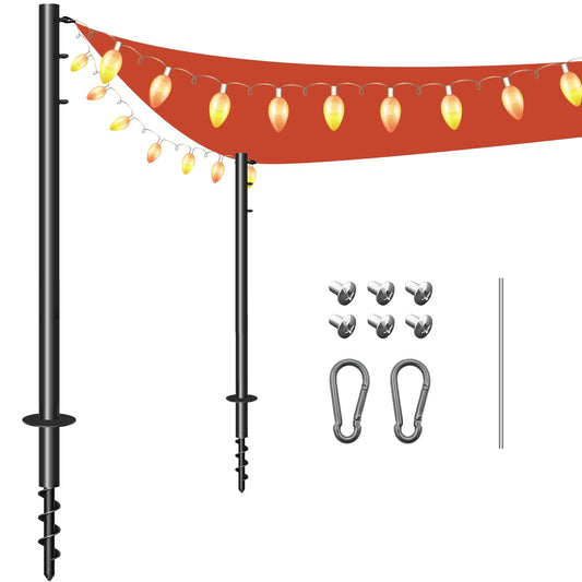 Shade Sail Poles, 1 Pack Heavy Duty Outdoor Sun Shade Sail Pole with Spiral Drill Bit, Support Awning Canopy Outdoor Poles for Garden Yard Backyad ﻿ (1) 1 Lawn Ground use