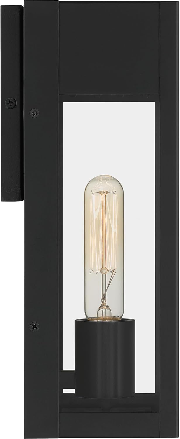 Maren Outdoor Wall Lantern, 13 Inch 1-Light Coastal Armour Matte Black Wall Sconce, Industrial Light Fixture, 100W Base Bulb, Outside Lights for Patio, Porch, Front Door or Backyard 13" Height