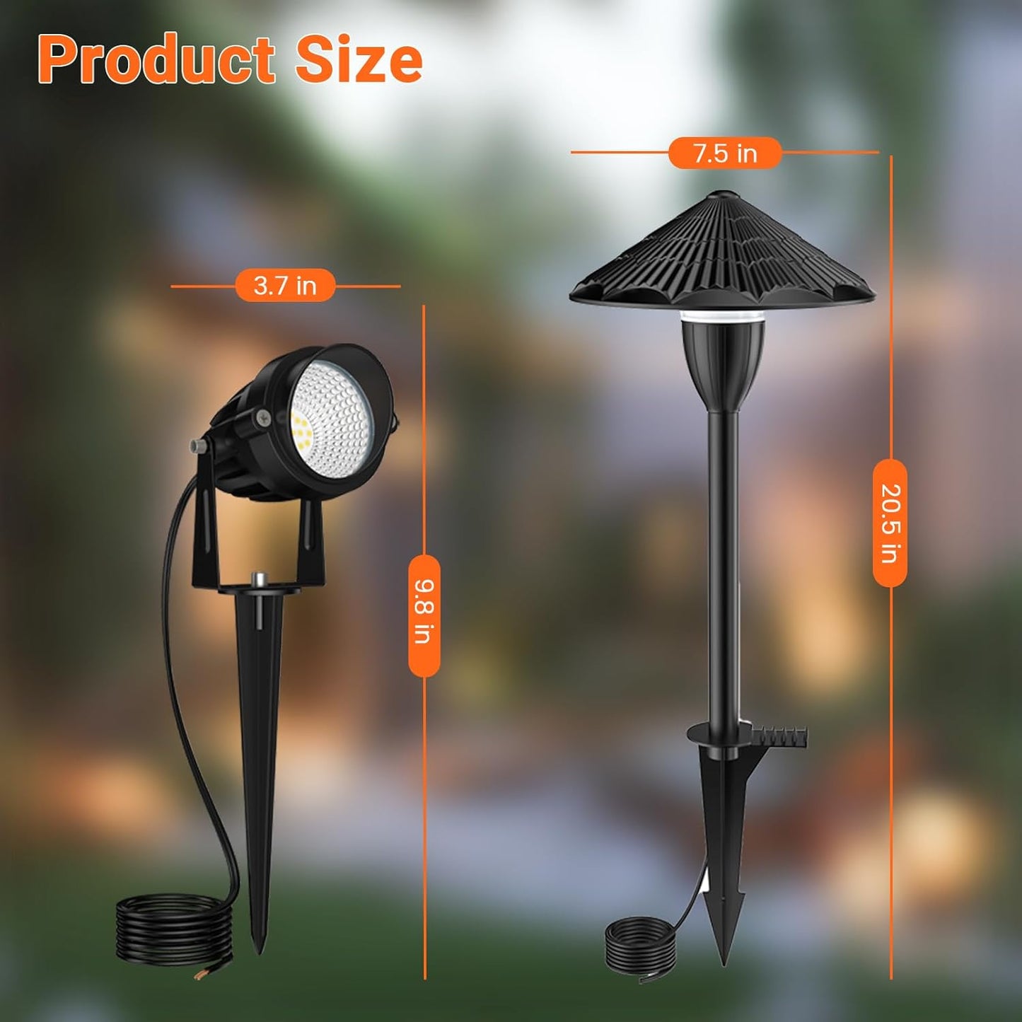 Cuguords,LED Landscape Lighting Kit,LED Low Voltage Pathway Lights,AC/DC 12-24V UL Listed Cord Waterproof,Outdoor Wired Landscape Light Sets,Outdoor