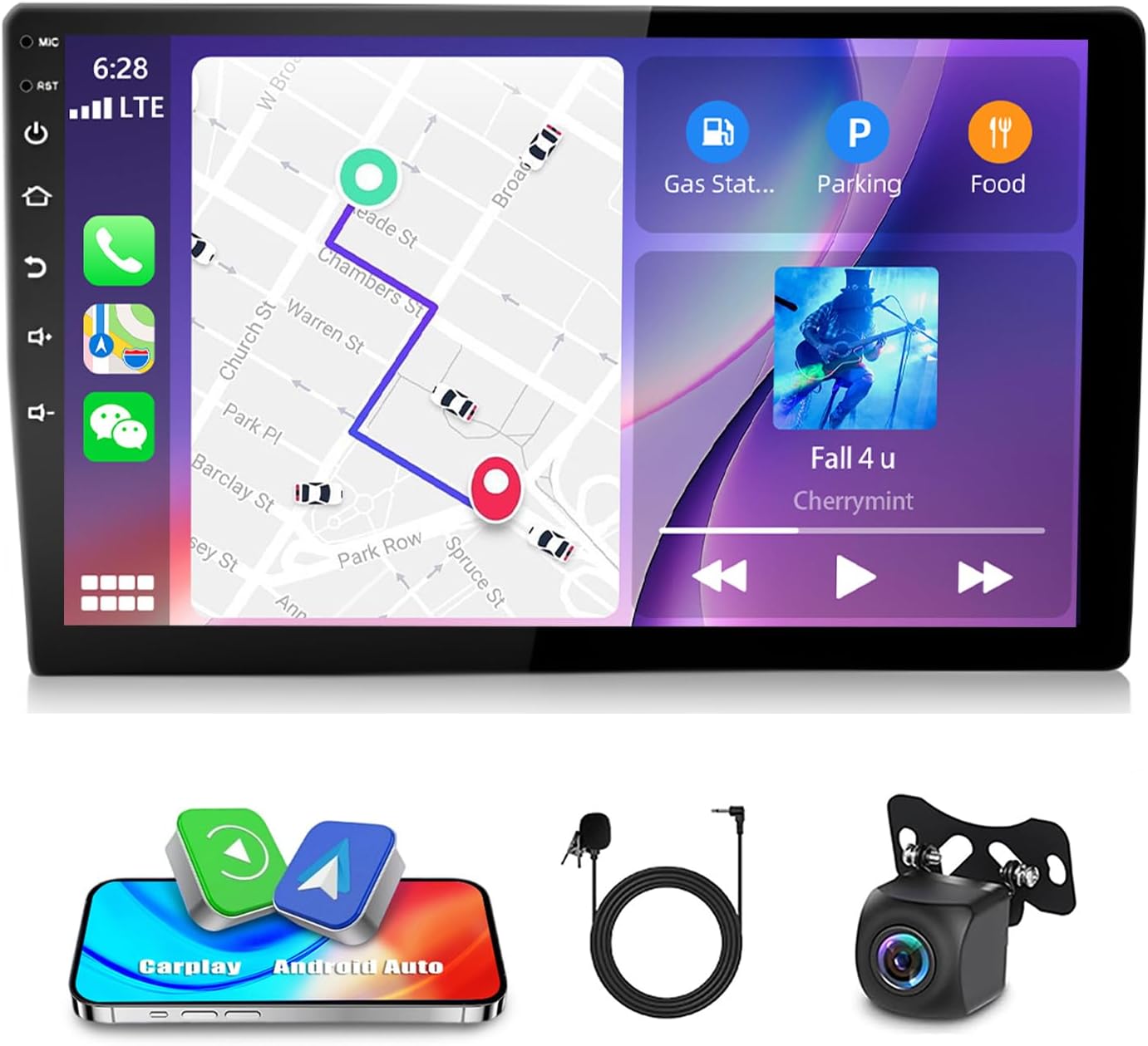 4+64G 10.1 inch Double Din Car Stereo Radio Upgraded for 1997 1998-2004 Ford F150 GPS Navi Head Unit Touch Screen Android 14 with Wireless Carplay Android Auto-/FM/SWC/WiFi/Bluetooth/Camera