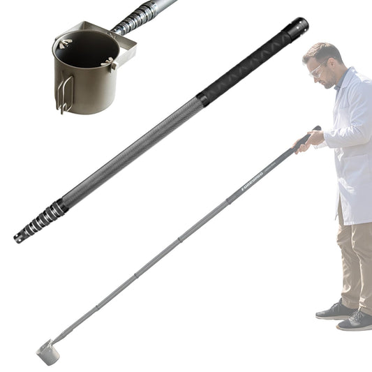 Telescopic Water Sampler, 13ft Carbon Fiber Pole, 28in Collapsed, 17oz Titanium-Coated Stainless Steel Cup, M8 Thread Modular Design for Environmental & Industrial Liquid Testing
