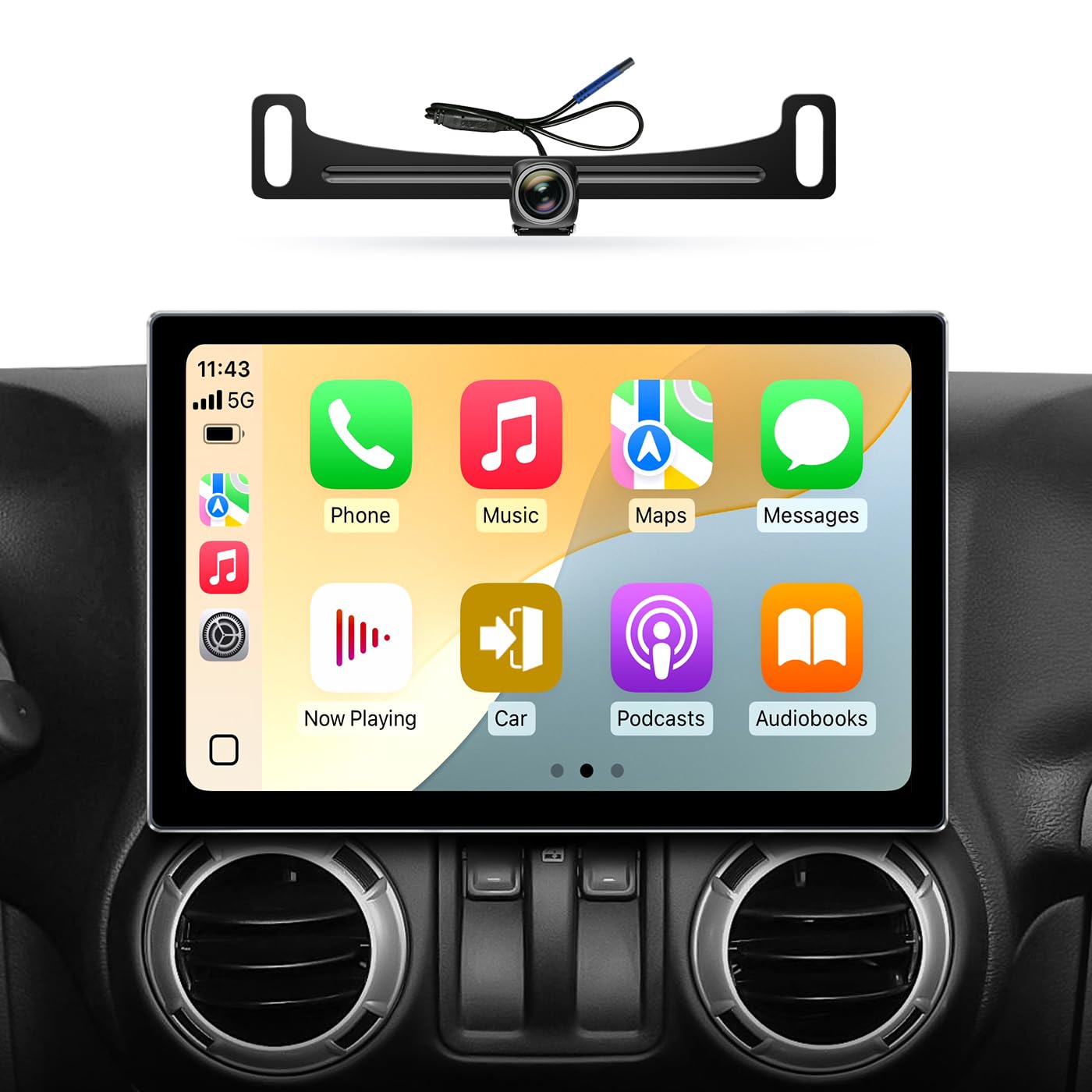 11.5 Inch 8-Core Car Stereo Radio for Jeep Wrangler JK, Compass, Grand Cherokee, Dodge Ram, Support Wireless CarPlay & Android Auto, 5G WiFi, HD Touchscreen, GPS Navigation, HD Backup Camera