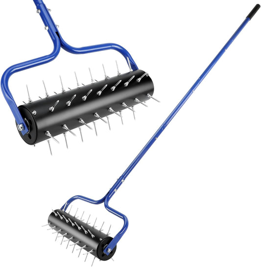 21' Rolling Lawn Aerator, Pre-assembled Spikes, Only Needs 3-5 Minutes to Assemble, 75' Long Handle with Quick Clip